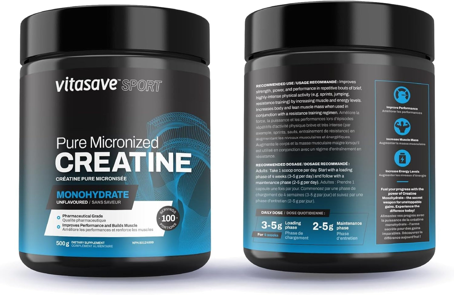 Micronized Creatine Monohydrate Powder – 100% Pure Creatine for Muscle Growth, Strength & Performance – Fast-Absorbing, Ultra-Fine & Unflavored – Vegan – 100 Servings (500g, Made in Canada)