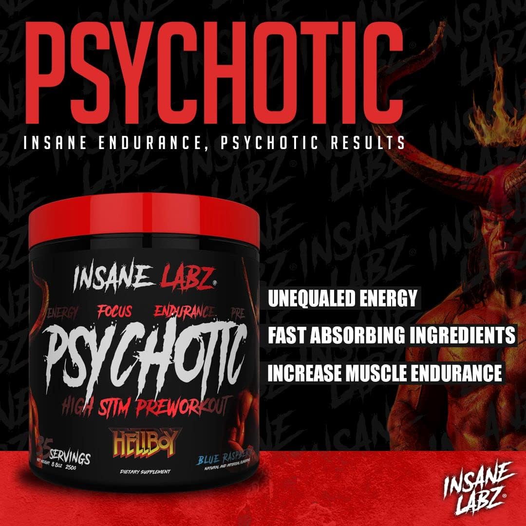 Insane Labz Hellboy Edition, High Stimulant Pre Workout Powder and NO Booster with Beta Alanine, L Citrulline, and Caffeine, Boosts Focus, Energy, Endurance, Nitric Oxide Levels, 35 Srvgs Cherry Lime