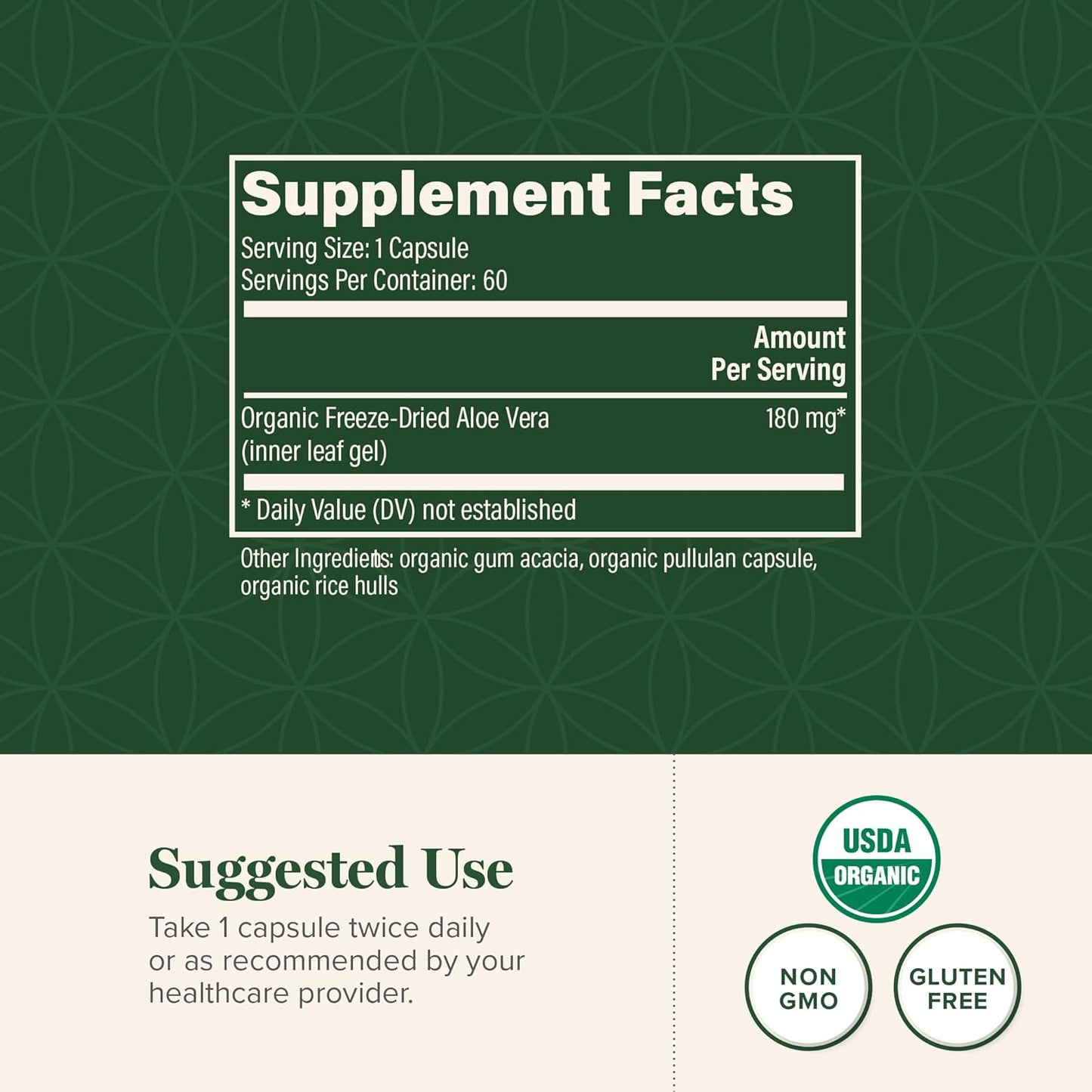 Global Healing Aloe Vera Bio-Active Organic Leaf Supplement - 200x Concentrate Formula with Highest Concentration of Acemannan - Aloin-Free - Gut Health & Immune Support - 60 Capsules