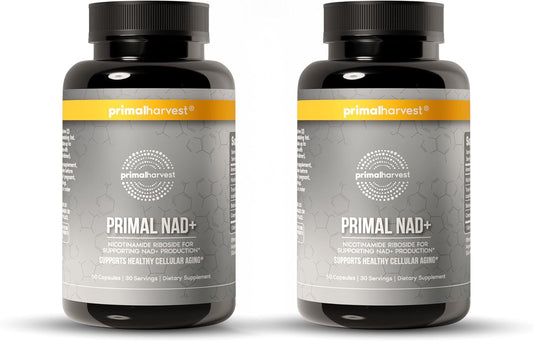 Primal Harvest NAD+ Supplement: Nicotinamide Riboside, Trans-Resveratrol, Betaine, CoQ10, NAD Supplements for Cellular Health, Energy, and Mitochondrial Support