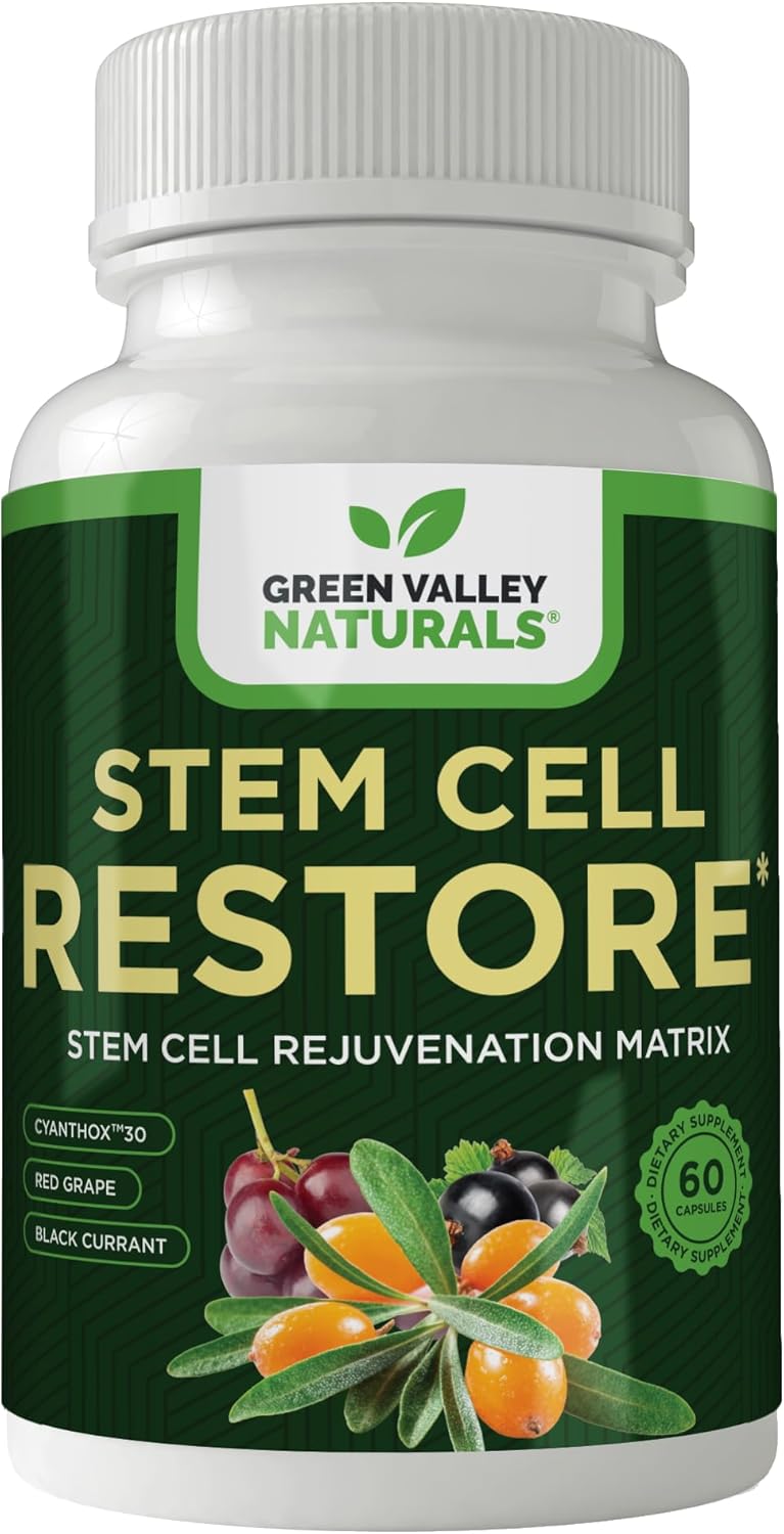 Stem Cell Supplement - Organic Tibetan Sea Buckthorn-Resveratrol, Vitamin D, Bishop's Hat Extract (1 Bottle, 60 Count)