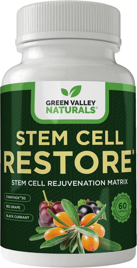 Stem Cell Supplement - Organic Tibetan Sea Buckthorn-Resveratrol, Vitamin D, Bishop's Hat Extract (1 Bottle, 60 Count)