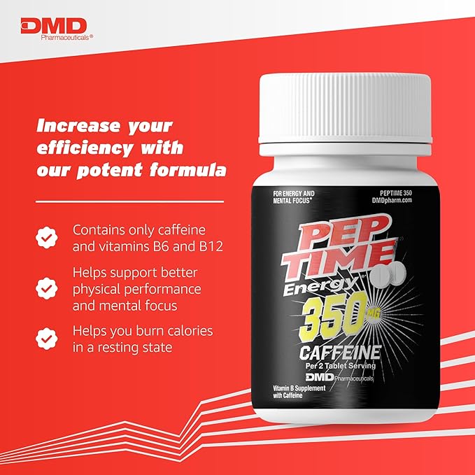 Tablets, Vitamin B6 and B12 Caffeine Pills, 350 mg Caffeine per Serving, Physical Performance and Focus Supplement, 250 Count