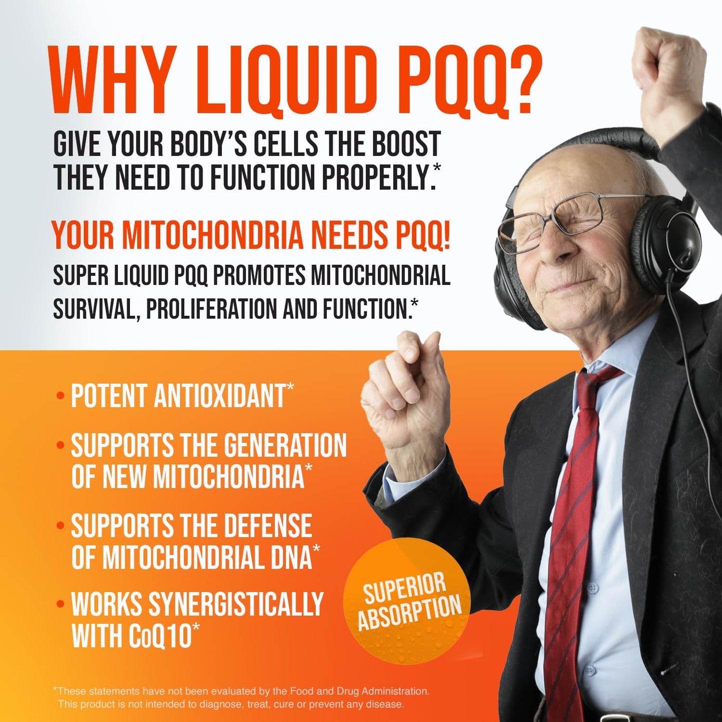 Mitogenesis - Super PQQ Liquid - Highly Absorbable Pyrroloquinoline Quinone 20 Milligram, Best Liquid PQQ for Mitochondrial Biogenesis, Supports Heart Health, Cognitive Function and Mental Focus