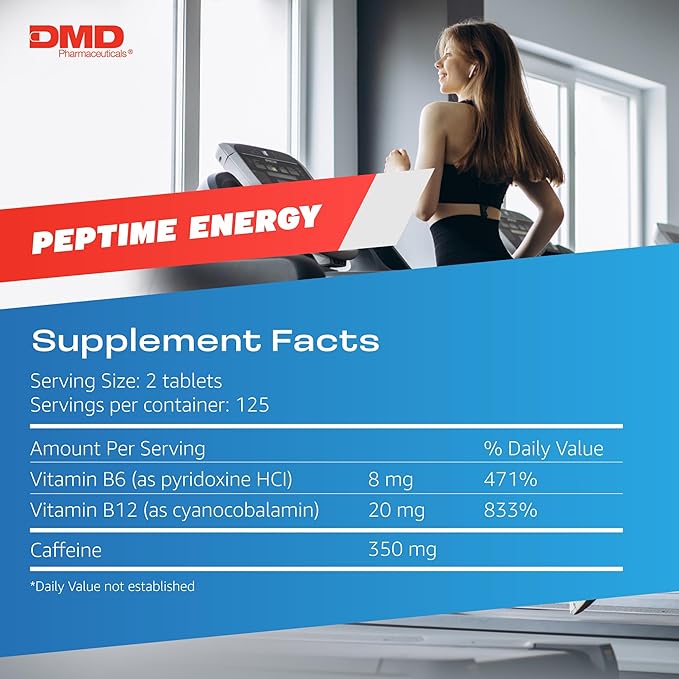 Tablets, Vitamin B6 and B12 Caffeine Pills, 350 mg Caffeine per Serving, Physical Performance and Focus Supplement, 250 Count