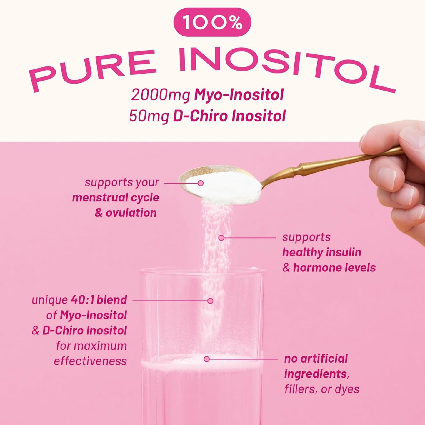 Myo-Inositol & D-Chiro Inositol Supplement for Women – PCOS Supplements for Fertility, OvaSupport Powder with Vitamins 40:1 Ratio Myo 2000mg & D-Chiro 50mg, 13.02 oz, 90 Day Supply by VITA-PCOS