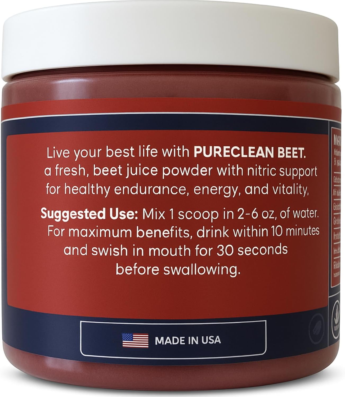 PureClean Organic Beet Juice Powder - Nitric Oxide Supplement - 100% USA Grown Beets - Organic Beet Root Powder 30 Servings, 300g (2 Jars 60 Servings)