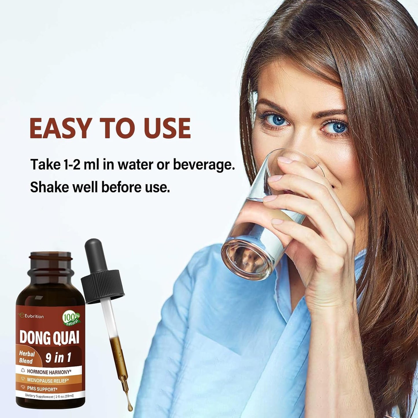 Dong Quai Liquid Supplement for Women, Angelica Sinensis Root Extract Tincture Support Menopause & PMS Relief, Hot Flashes, Herbal Blend Drops with Red Clover Fenugreek. 2oz