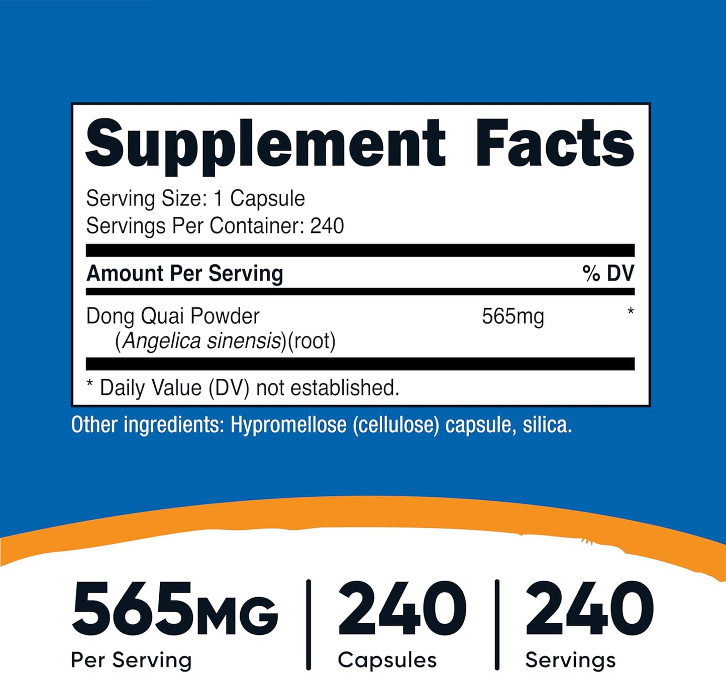 Nutricost Dong Quai 565mg, 240 Capsules (Angelica Sinensis) - Vegetarian Caps, Non-GMO, Gluten Free