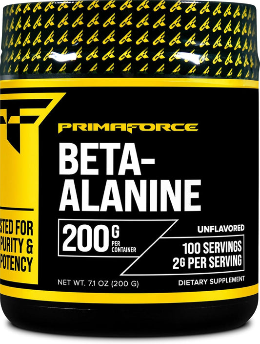 Primaforce Beta Alanine Powder, Unflavored, 200 Grams - Gluten Free, Non-GMO Supplement for Men and Women