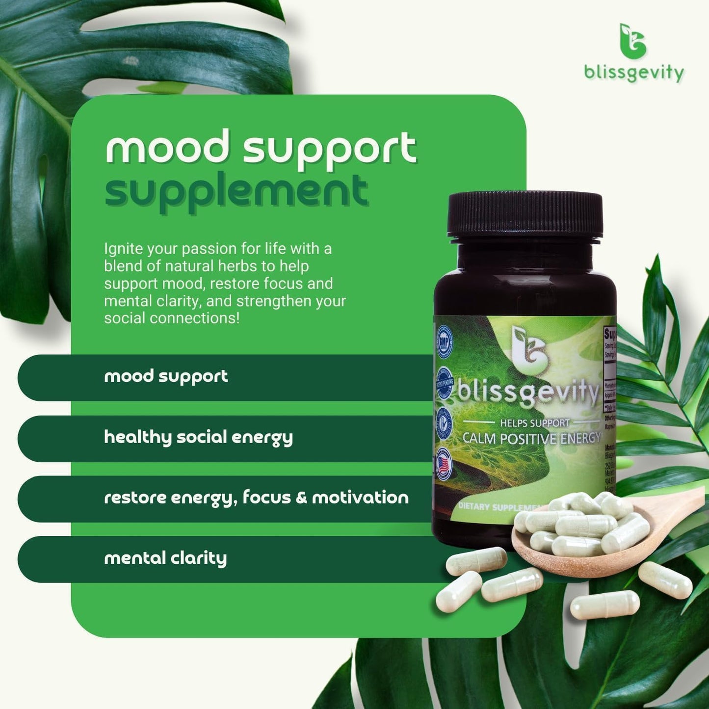 150mg Apigenin - Phenylethylamine - Mood Support Supplement - Promotes Euphoria, Focus, and Mental Clarity - Natural Stress Relief - Calm Support - Intimacy Enhancer - 60 Capsules
