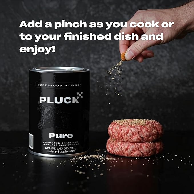 Pluck Pure Beef Organs Powder | From 100% Grass Fed & Grass Finished Pastured Beef Liver, Kidney, Spleen, Heart, & Pancreas | As Seen on ABC’s Shark Tank | 30 Servings
