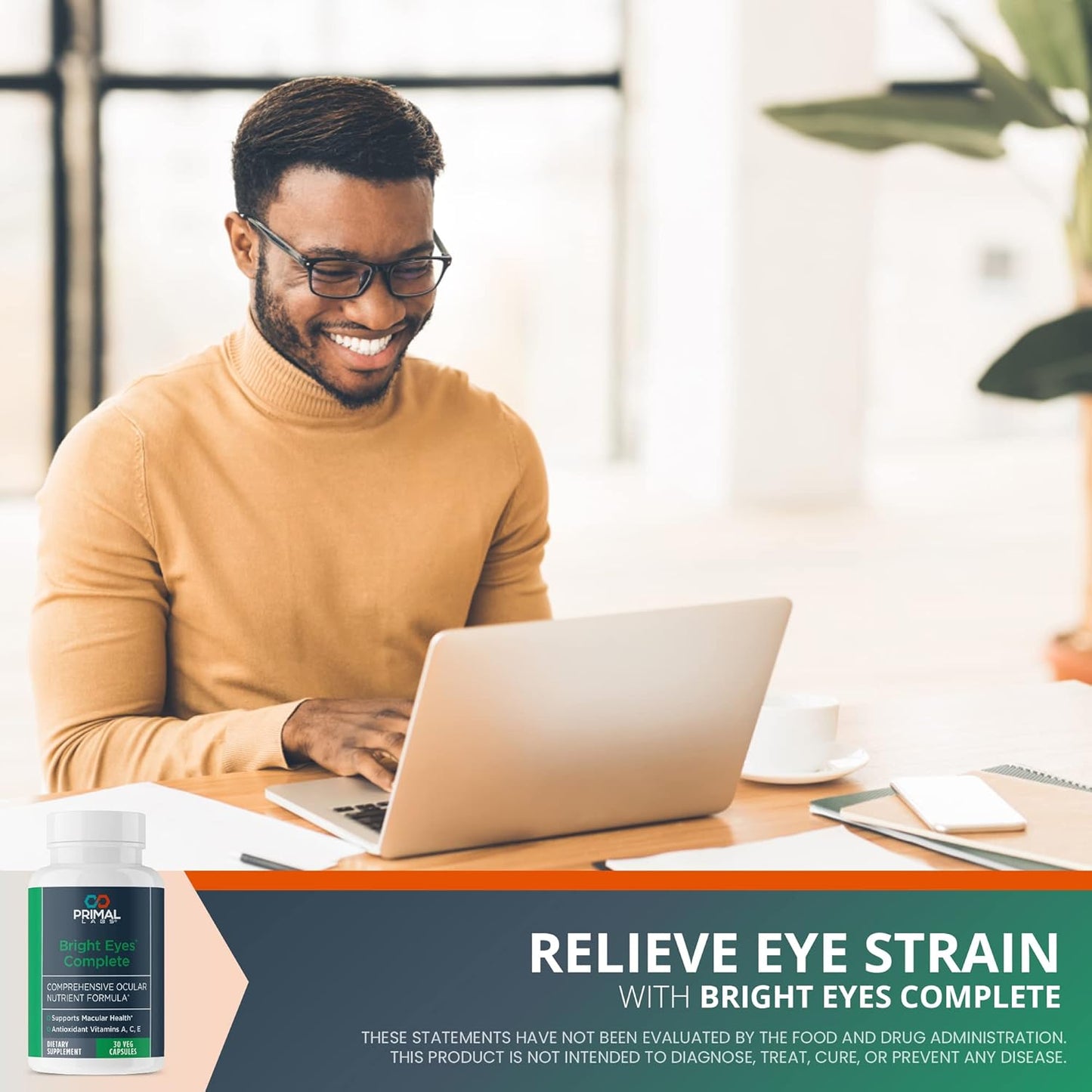 Primal Health Bright Eyes Complete - Ocular & Macular Health - Clear Vision - Lutein & Zeaxanthin Formula - Healthy Eyesight - Relieves Eye Strain from Blue Light - Dietary Supplement - 30 Capsules