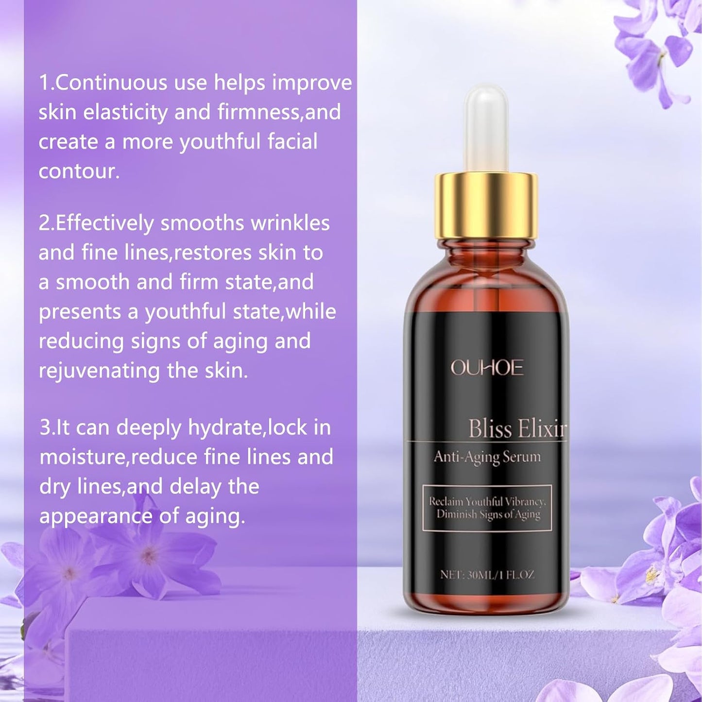 2pc Facial Serum with Glycerin and Peptides - Formula to Help Reduce Appearance of Fine Lines, Improves Skin Elasticity, Anti-Aging Serum for Face, Hydrating & Firming Face Serum