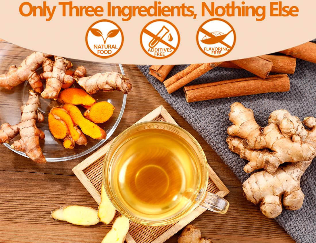 120 Premium Turmeric, Ginger, Cinnamon Blend Tea Bags, 100% Natural & No Additives & Caffeine Free.