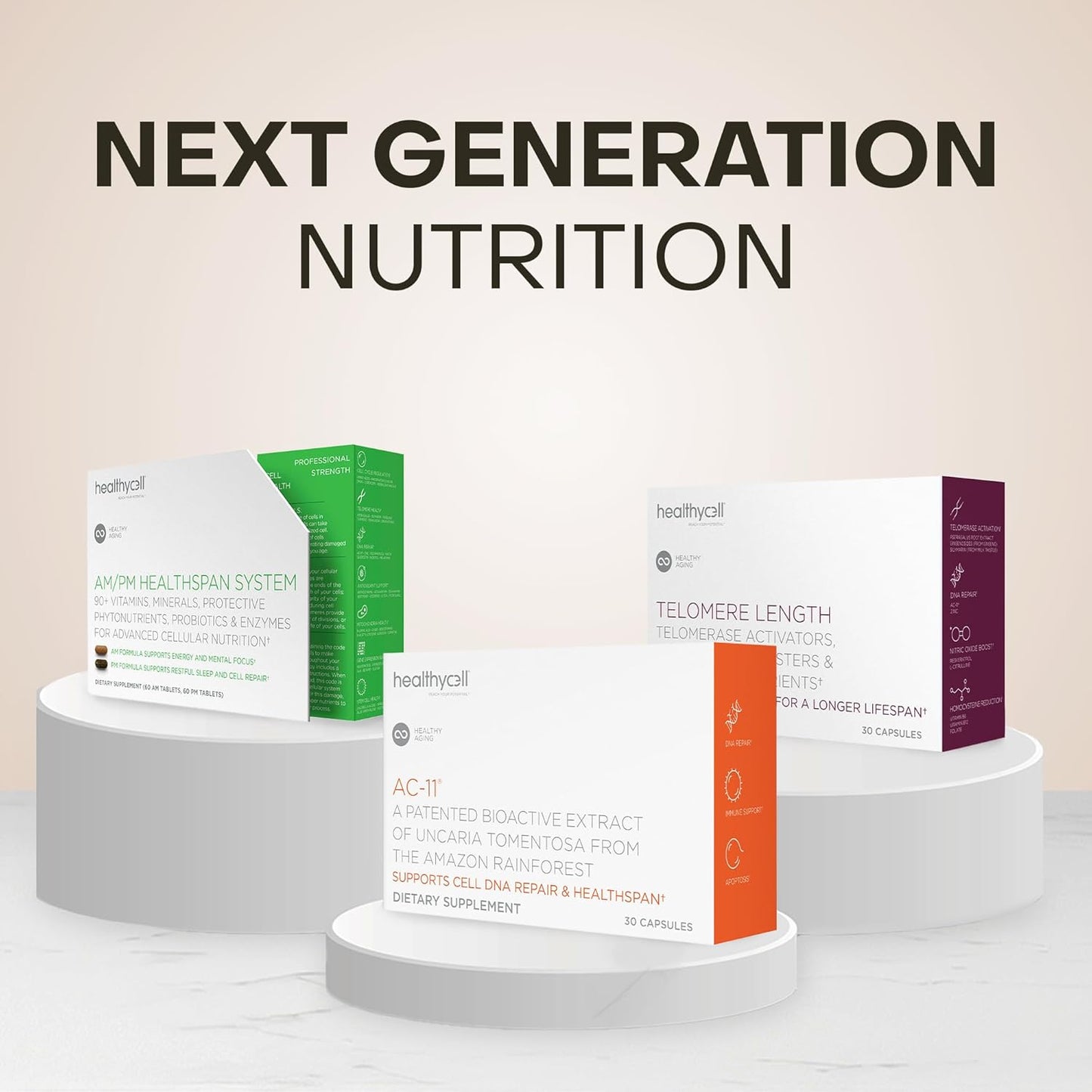 Healthycell Telomere Length Supplement - Anti-Aging Telomere Lengthening Supplements with Phytonutrients & Vitamins for Cellular Health - AC-11, Astragalus & Resveratrol - 30 Capsules