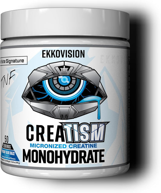 Creatine Monohydrate Powder, Micronized, Puckin' Blue Razz, Pre Workout & Post Workout Supplement for Men & Women, Energy Support, Easy to Mix in Shakes, Smoothies & Beverages, 50 Servings