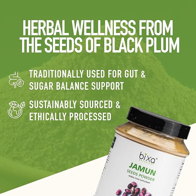 bixa BOTANICAL Jamun Seed Powder | Supports Blood Sugar and Pancreatic Health | Eugenia Jambolana |1 Pound / 16 OZ | Ayurvedic Herbal Supplement| Gluten Free, Non-GMO, Steam Treated, Vegan, 100% Pure