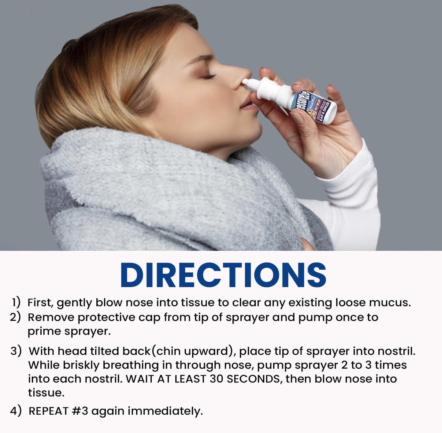 Pressureze All Natural Preservative-Free Sterile Nasal Spray - Fast Relief Nasal Spray - for Sinus Allergies, Loud Snoring & Congestion | 130 Sprays, 18 ml (Pack of 3)