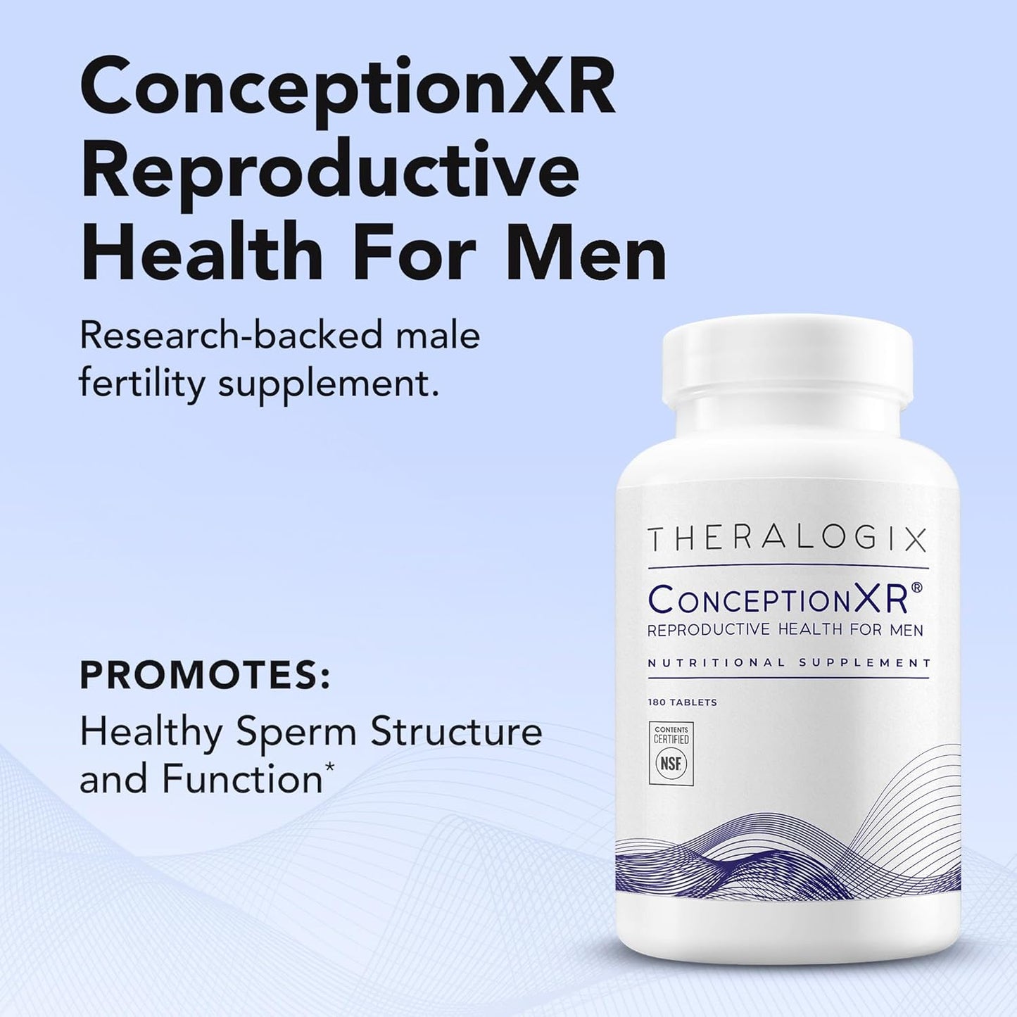Theralogix ConceptionXR Reproductive Health For Men, Men's Preconception Vitamins for Fertility Support, Male Fertility Supplements for Sperm Health, NSF Certified - 180 Tabs (90-Day Supply), Unflavor