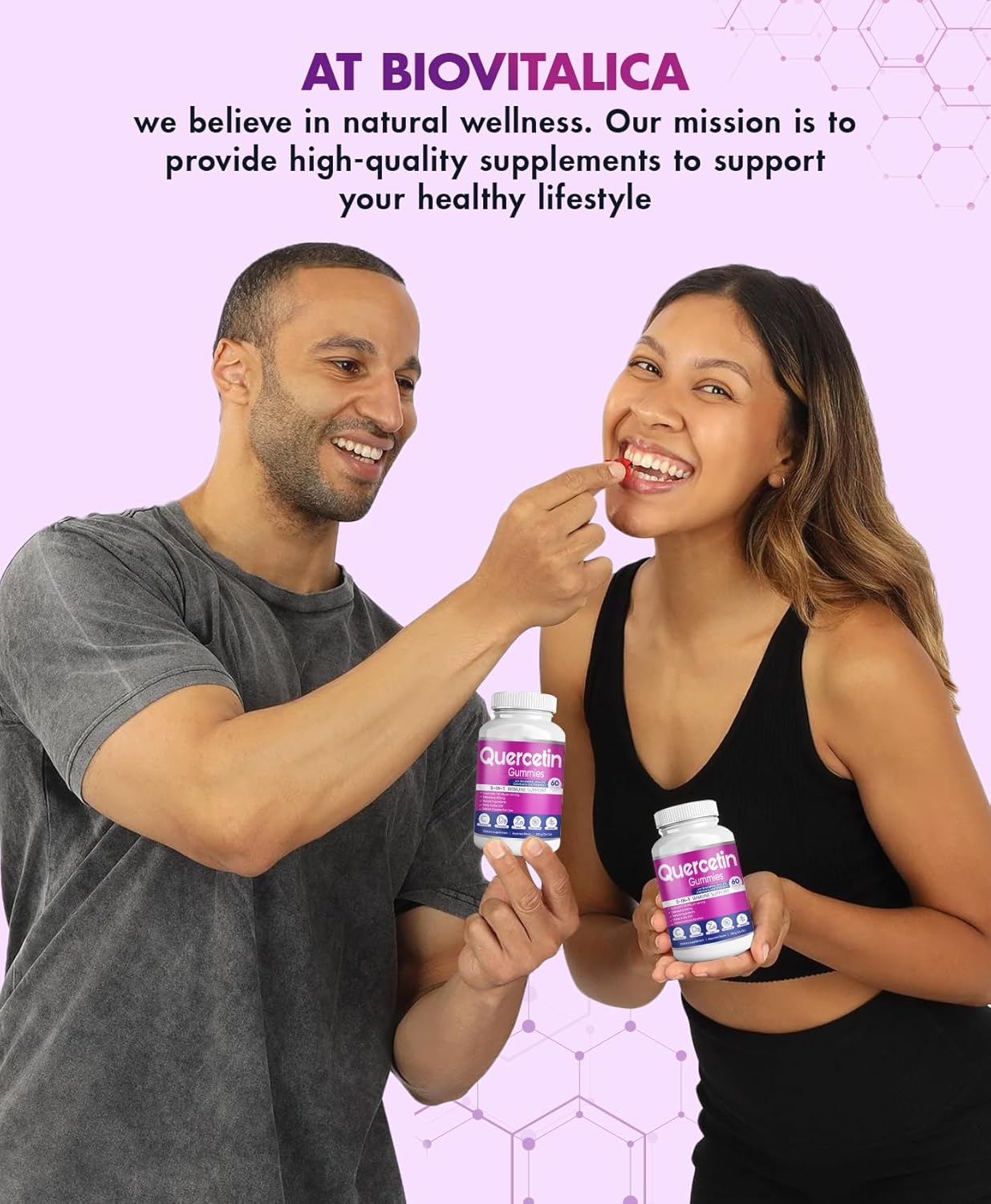 (2 Pack) Quercetin Gummies by BioVitalica - Quercetin with Bromelain Vitamin C and Zinc & Elderberry + Vitamin D3-5 in 1 Immune Support - Zinc Quercetin 750 mg for Kids and Adults