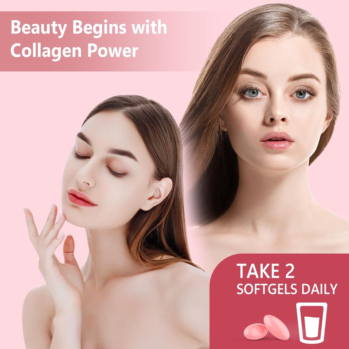 2 Pack Liposomal Collagen Peptides Pills for Women 2000mg, Multi Hydrolyzed Collagen Type I, II, III, V, X with 2500mcg Biotin - Collagen Supplements Softgels with Hair, Skin & Nails Vitamins, 240 Cts