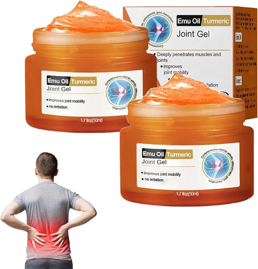 2 PCS Emu Oil Turmeric Joint Gel，Professional Emu Oil Turmeric Bone Sooth Gel for Joint Activities Throughout The Body, Joint Soothing Massage Gel for Back, Neck, Hands, Knee