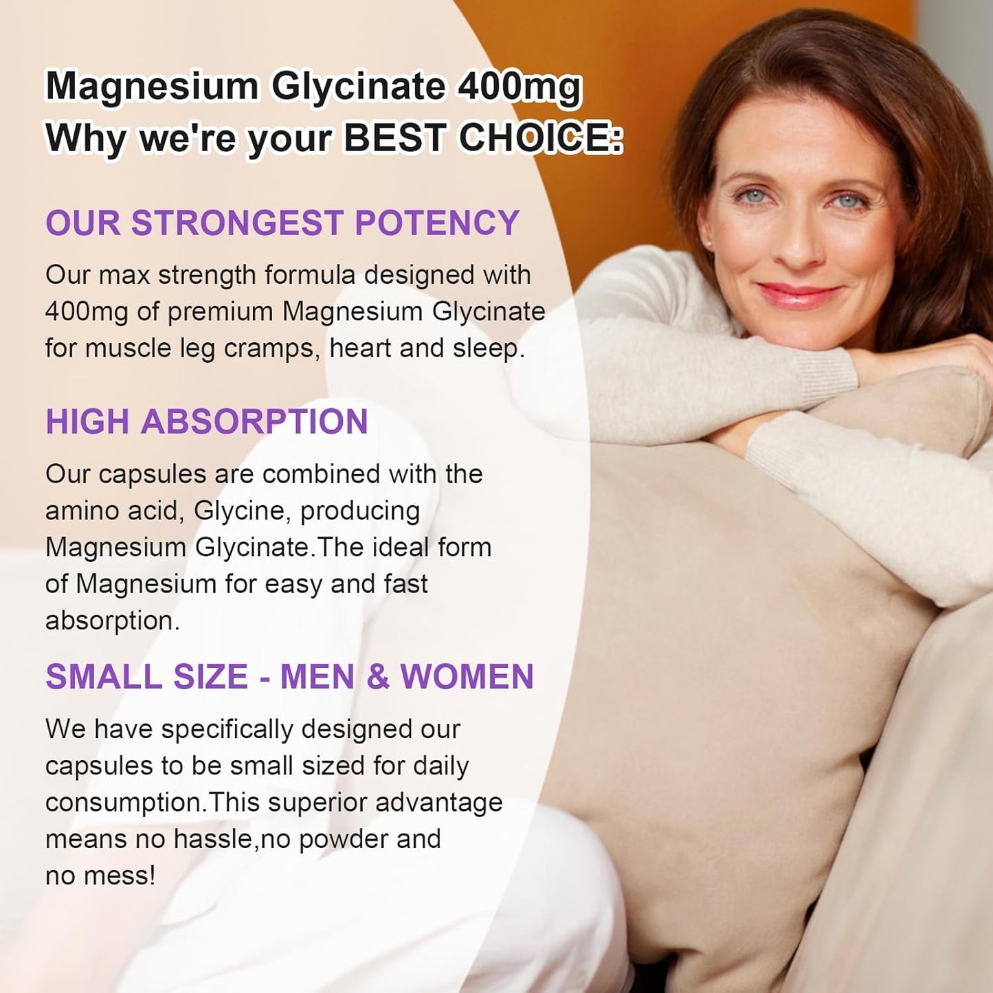 2 Pack High Absorption Magnesium Glycinate 400mg Softgels Supplement, Magnesium with Calcium - Highly Bioavailable - with Vitamin D3 & K2, for Sleep, Mood, Brain Support