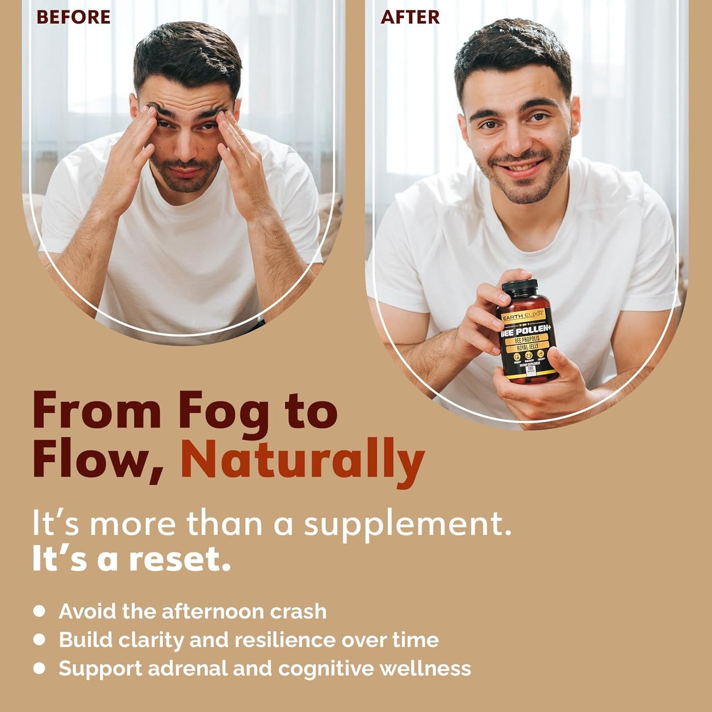 3-in-1 Organic Bee Pollen Capsule – Non-GMO, Pure Raw Bee Pollen, Royal Jelly, Propolis Extract for Women & Men – Natural Energy, Immune & Vitality Support – 180 Propolis Capsules