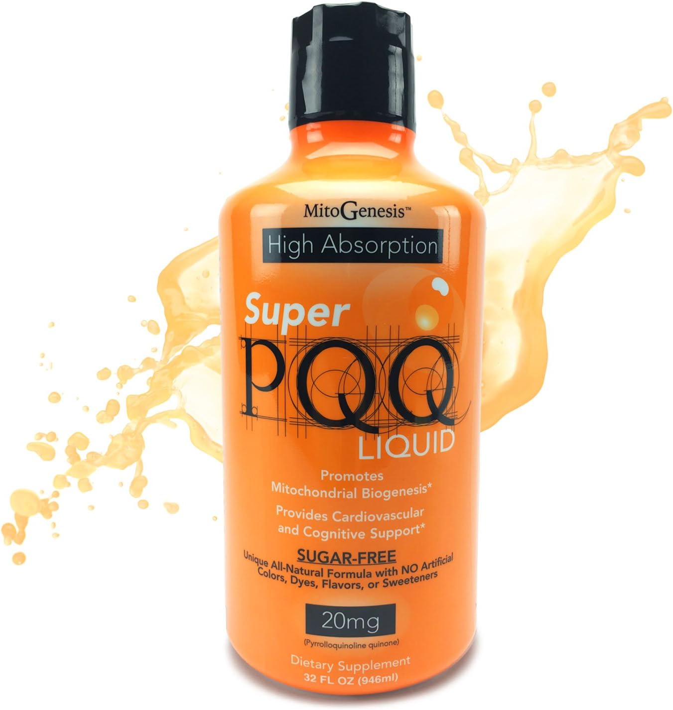 Mitogenesis - Super PQQ Liquid - Highly Absorbable Pyrroloquinoline Quinone 20 Milligram, Best Liquid PQQ for Mitochondrial Biogenesis, Supports Heart Health, Cognitive Function and Mental Focus