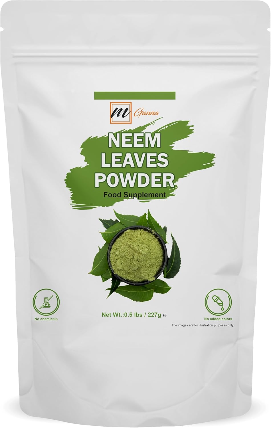 100% Natural Neem Leaf Powder Pure Azadirachta Indica for Skin, Hair Care and Cosmetic Formulations 227 GMS / 0.5 LBS