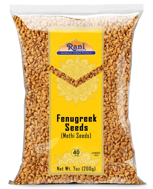 Rani Fenugreek (Methi) Seeds Whole 7oz (200g) Trigonella foenum graecum ~ All Natural | Vegan | Gluten Friendly | Non-GMO | Kosher | Indian Origin, used in cooking & Ayurvedic spice