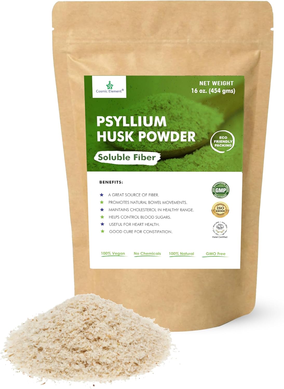 100% Pure Psyllium Husk Powder Organic – Finely Ground Fiber Supplement for Regularity & Keto | Psyllium Husk Powder for Baking and Gluten-Free Bread – 16 oz