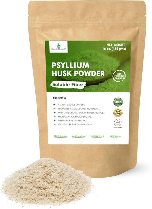 100% Pure Psyllium Husk Powder Organic – Finely Ground Fiber Supplement for Regularity & Keto | Psyllium Husk Powder for Baking and Gluten-Free Bread – 16 oz