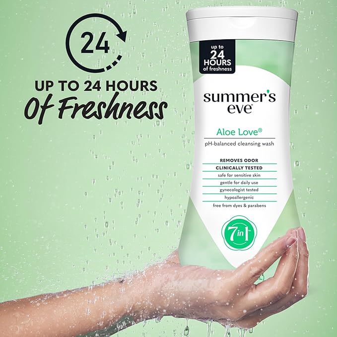 Summer's Eve Aloe Love All-Over Daily Feminine Wash, Gentle pH-Balanced Body Wash for Women Removes Vaginal Odor, 15 Fl Oz, Pack of 3