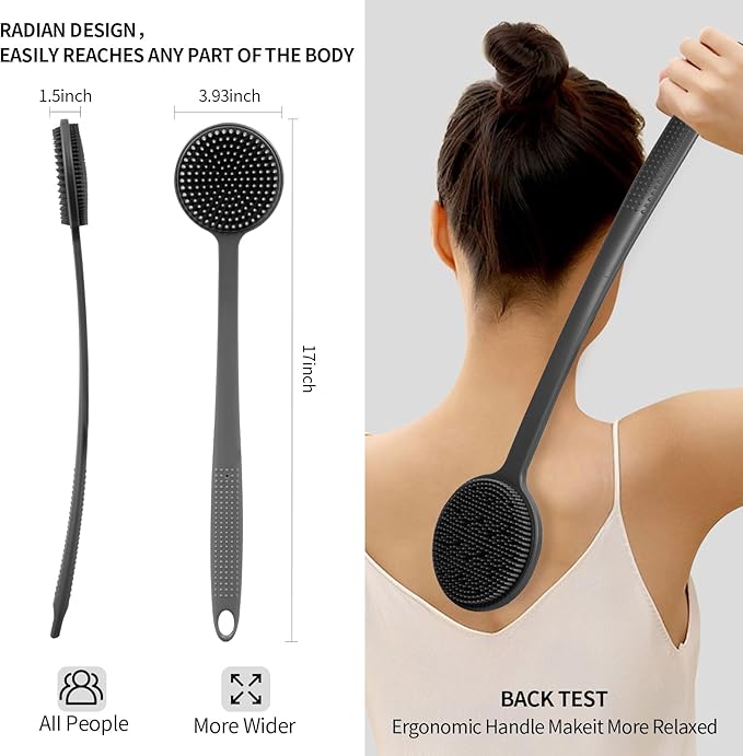 Back Scratcher, 2PackGifts for Men Back Scratcher ， 2025 New with 2 Silicone Scratch Surface, Deep Back Scrubber for Men/Women, Long Handle Backscratchers for Adults