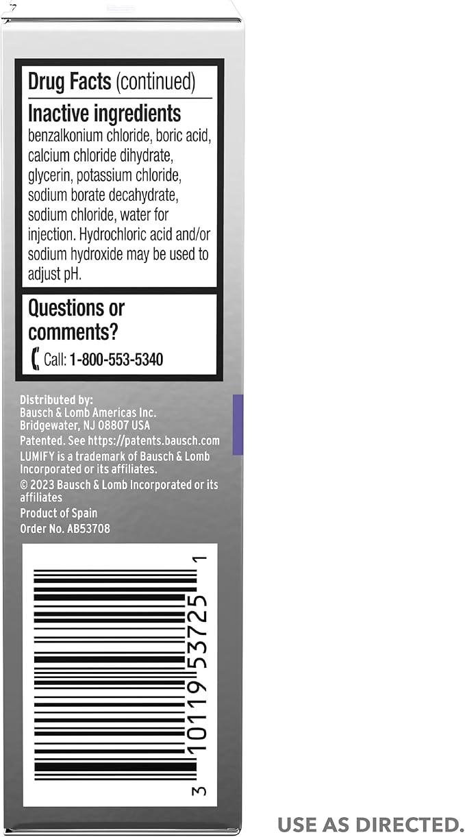 LUMIFY Eye Drops for Red Eyes, Redness Reliever for Brighter Looking Eyes, Works in 1 Minute & Lasts Up to 8 Hours, Eye Drops, 0.25 Fl Oz (7.5mL)
