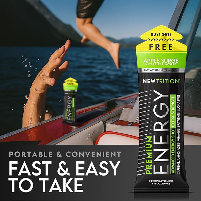 NewTrition® Extra Strength Energy Shots 1.7 fl oz - 250mg Caffeine with B Vitamins & Amino Acids, Sugar-Free Zero Calorie Vitamin Energy Drink for Focus & Endurance (Pack of 12, 4 Flavors - Mixed 2)