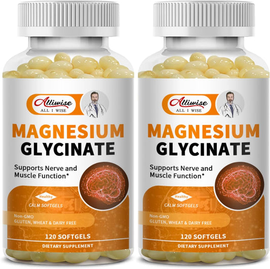 2pack Magnesium Supplement Softgels, Easy Absorption Magnesium Glycinate 400mg with Vitamin B6,D3, High Bioavailability Magnesium for Sleep & Calm Support, Nervous, Muscle & Bone Health,240count