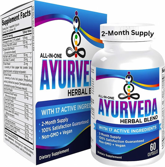 17-in-1 AYURVEDA Supplements (2-Month Bulk Supply) | Traditional Blend of Ayurvedic Herbs | Overall Health & Wellness Support Supplement | Strong Mind, Body & Spirit | Ayurveda Products | 60 Capsules