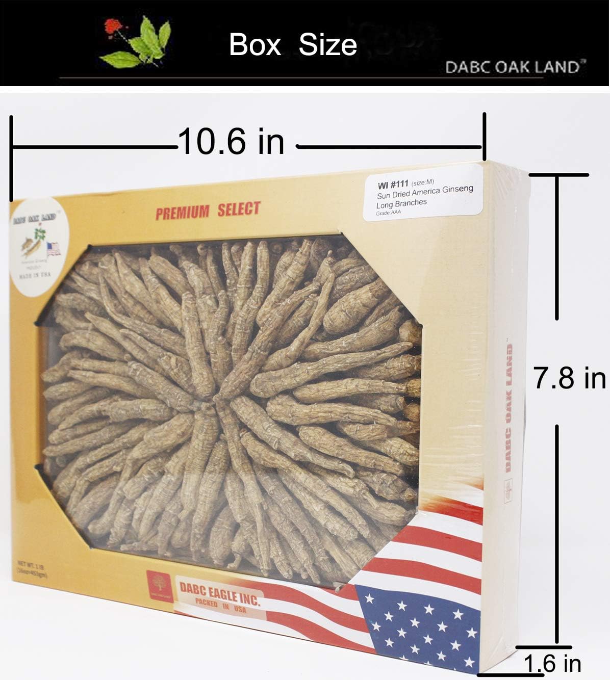 1LB=453gm/Box Hand-Selected American Wisconsin Farmed Ginseng Root | Long Branch 美国长枝西洋参 花旗参 礼盒装 |Cultivated American Wisconsin Ginseng W1 111#M Box