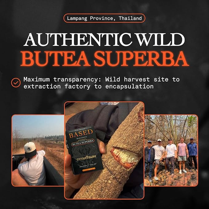 Based Supplements Butea Superba Extract - Traditional Thai Herb for Men's Vitality, Focus & Energy - Premium Root Powder with Natural Flavonoids
