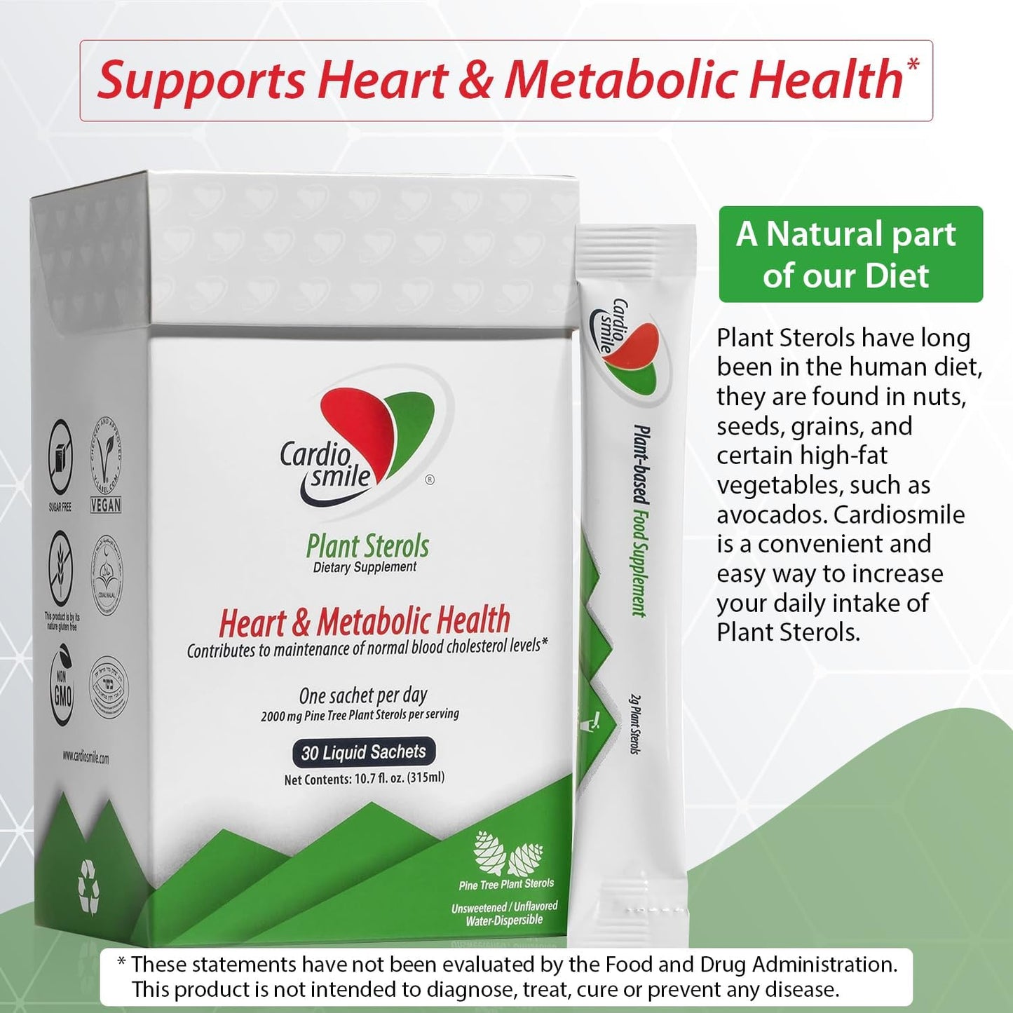2000mg Plant Sterols Supports Healthy Cholesterol Levels with 1400mg beta-Sitosterol for Heart & Metabolic Health Support, 30 Day Supply in Single Use Liquid Packets