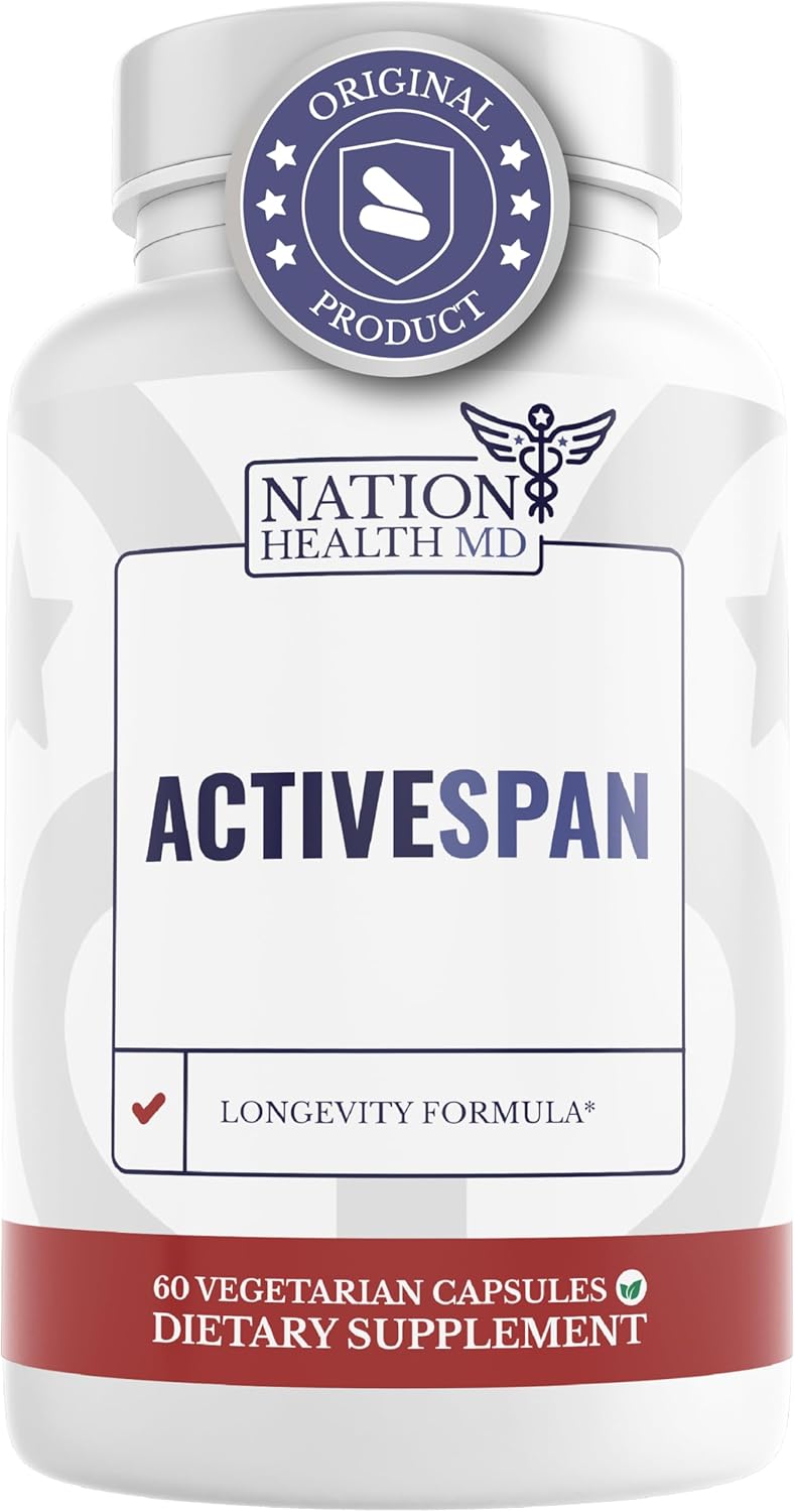 ActiveSpan- Longevity Formula Supplement with Ashwagandha, Cat’s Claw, Astragalus - Telomere Lengthening Supplements - Stem Cell Regeneration, 60 Capsules