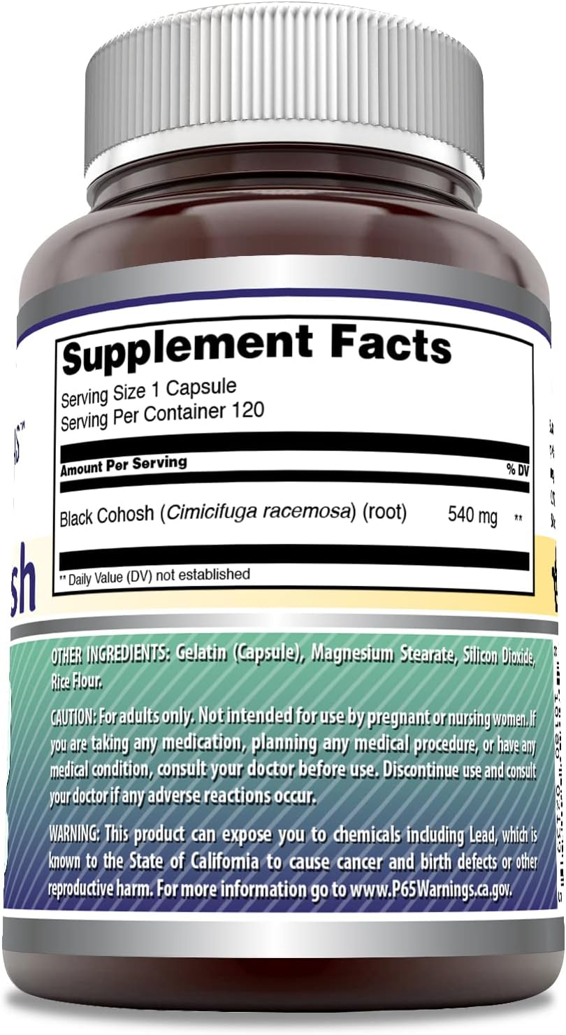 Amazing Formulas Black Cohosh Supplement | 540 Mg per Serving | 120 Capsules | Non-GMO | Gluten-Free | Made in USA