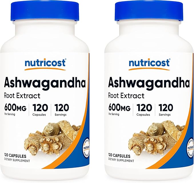 Nutricost Ashwagandha Herbal Supplement 600mg, 120 Capsules - Ashwagandha Root (2 Bottles)