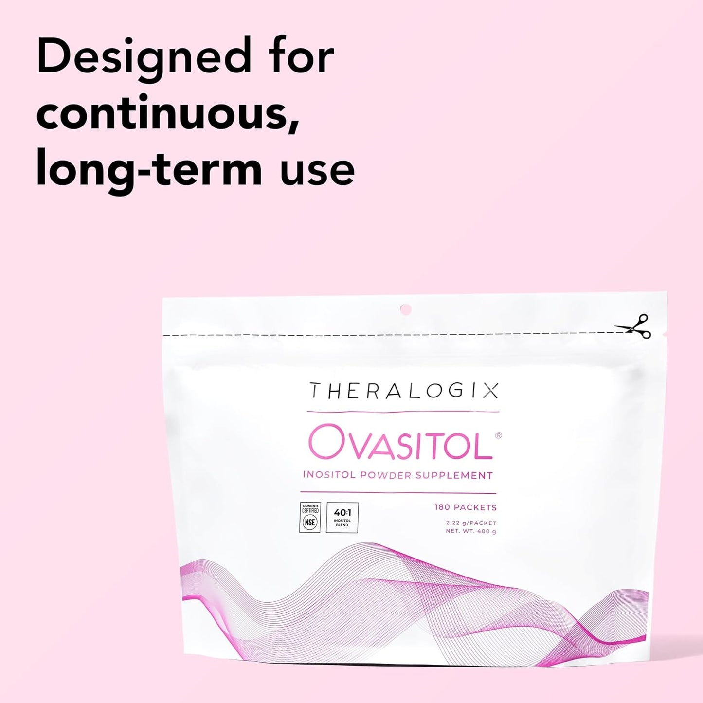 Theralogix Ovasitol Inositol Powder Packets - 90-Day Supply - Myo-Inositol & D-Chiro for Hormone Balance & Ovarian Function Support* - NSF Certified - 180 Packets