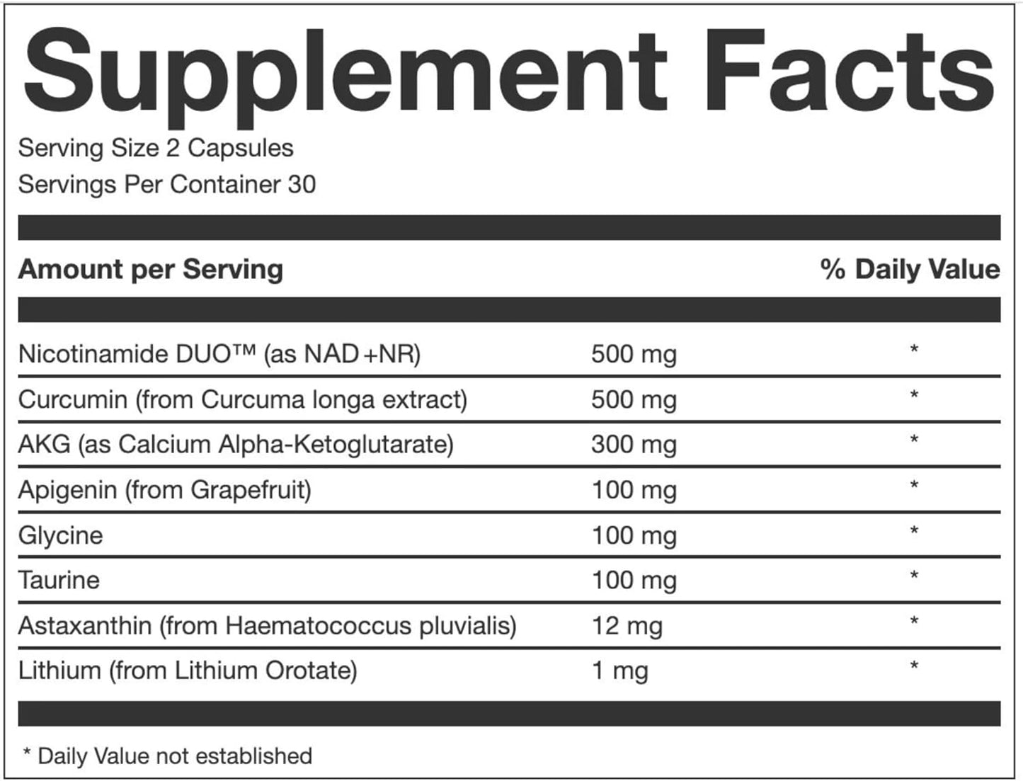 AEON Longevity Complex White, Supplement with Curcumin, NR (Nicotinamide Riboside), AKG, Glycine & Taurine, Supports Healthy Aging, Energy & Immune System, Vegan, 60 Capsules