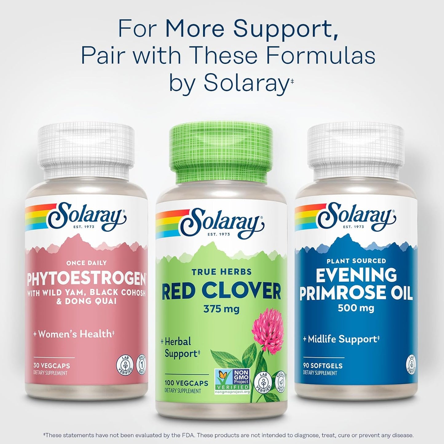 SOLARAY Red Clover 375 mg - Traditional Women's Health Herbal Support - Non-GMO Verified, Vegan, Lab Verified - 60-Day Guarantee - 100 Servings, 100 VegCaps