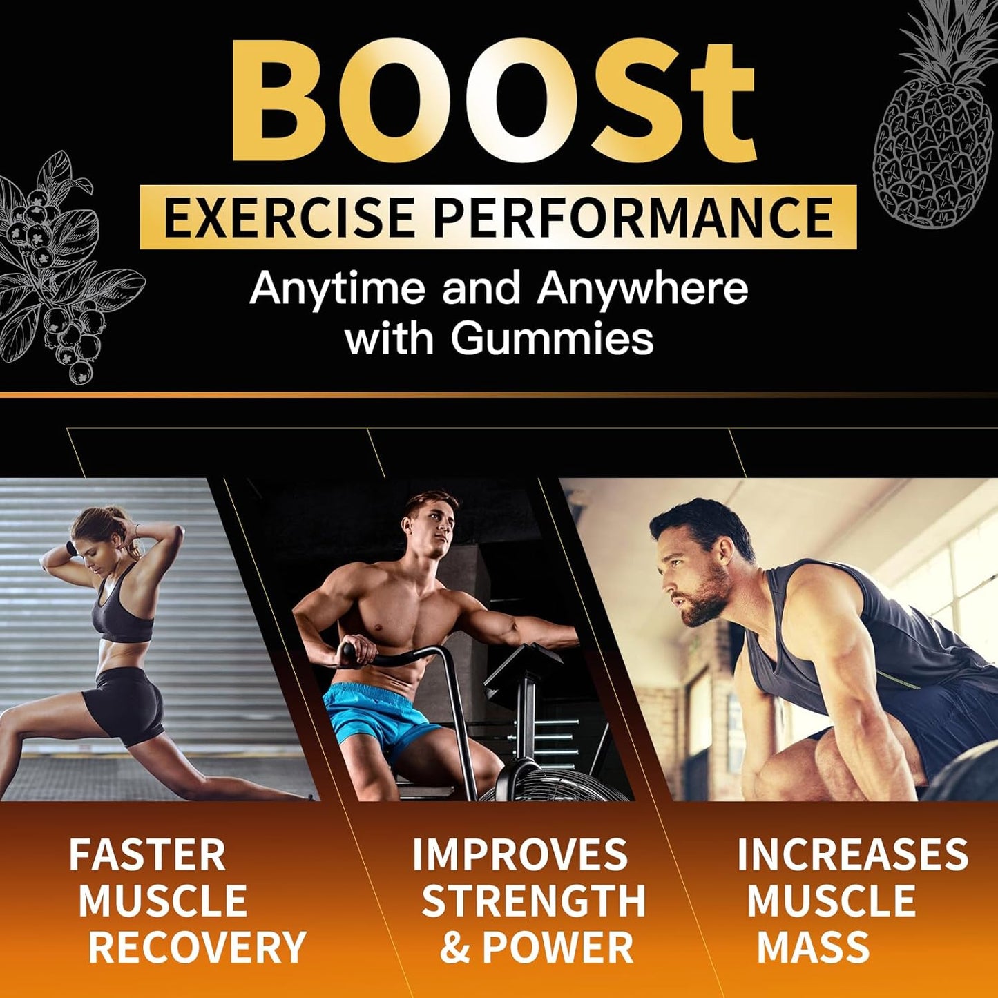 Creatine Monohydrate Gummies for Men & Women-5g of Creatine Monohydrate per Serving - Sugar Free,Vegan,Blueberry Pineapple Flavor, 120 Count